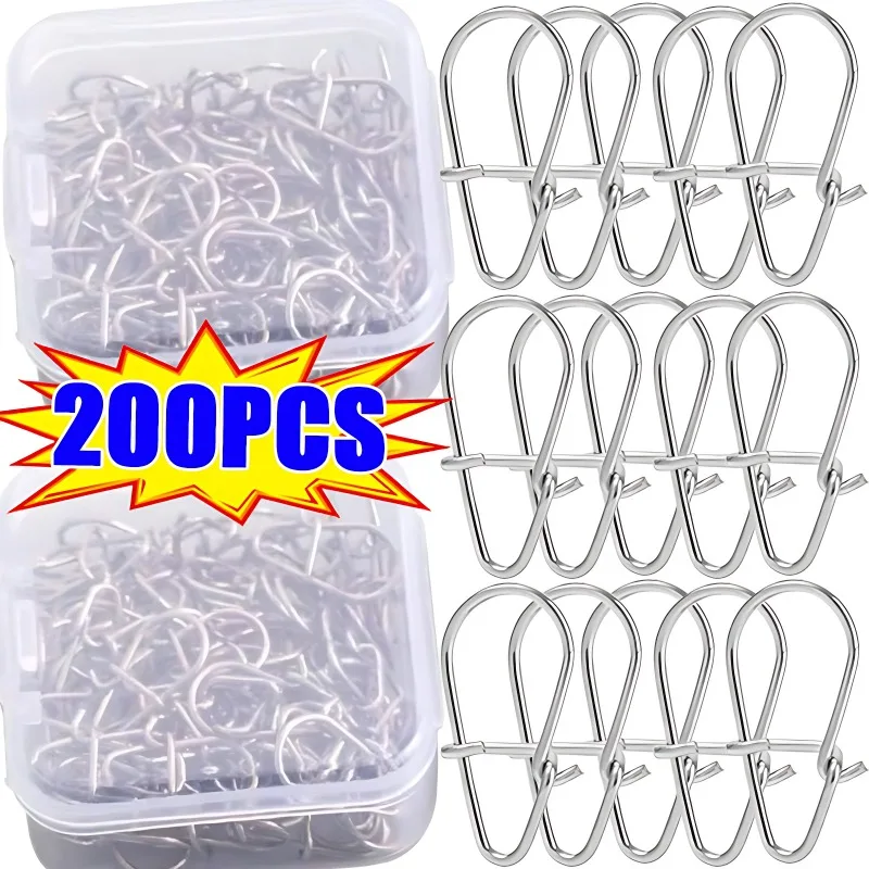 

100/200Pcs Gourd Stainless Steel Fishing Hanging Snap Oval Split Rings Fast Lock Connector High Quality Barrel Swivel Tackle