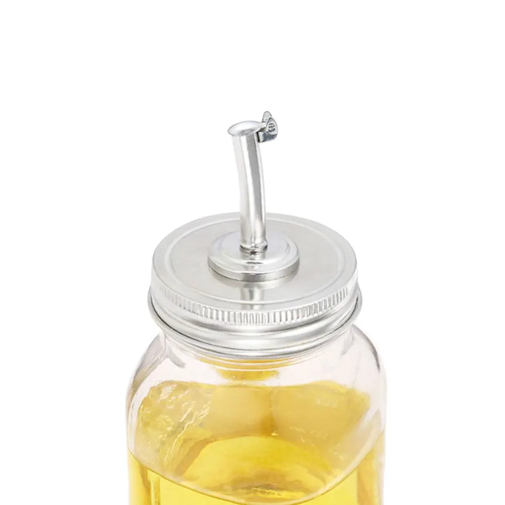 

2pcs OilDispenser StainlessSteel PourSpout Covers GreaseCap BottleTop Spouts MasonJar Accessories StoreLid WideMouth