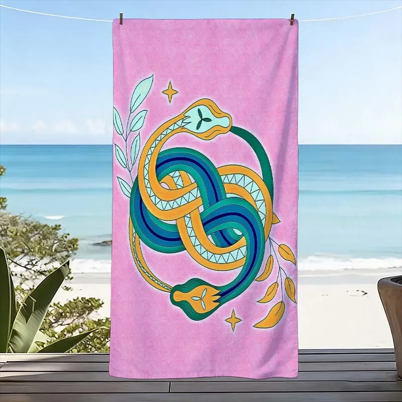 Colorful Beach Towel Snake Design Tropical Ocean Print Pool Towel Summer Bathing Mat Large Beach Accessory 80x160cm Picnic Towel
