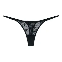 Sexy Women Thong Lace Transparent Embroidery Panties Erotic Low Waist Ultra Thin Thong Briefs for Breathable Underwear Panties