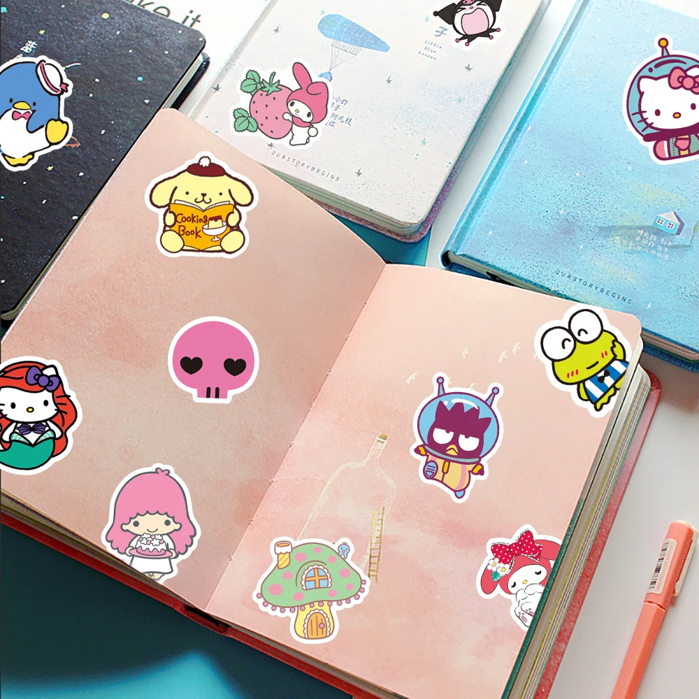 10/50pcs Sanrio Cartoon Kawaii meine Melodie Kuromi Aufkleber für Scrap booking Gepäck Laptop Koffer wasserdicht Aufkleber Aufkleber Spielzeug