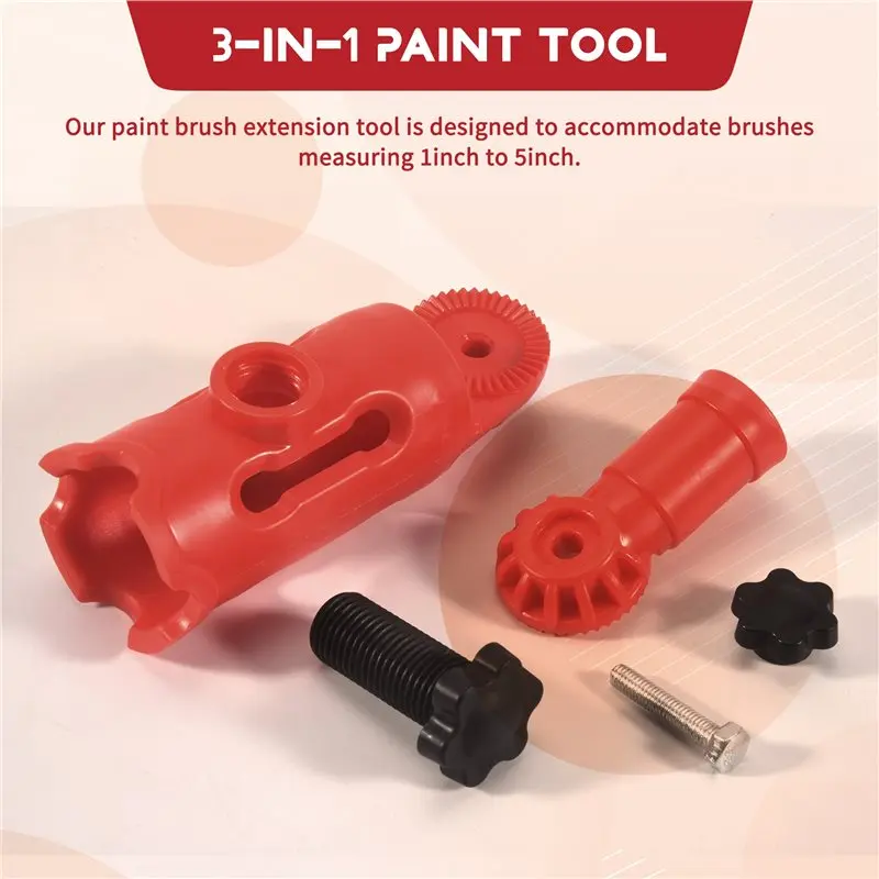 Multifunction Multi-Angle Paint Brush Extender Red, Paint Edger Tool For High Ceilings, Extension Pole Attachment Holder