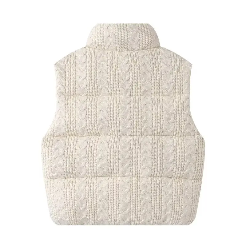 JNLEAOG Autumn New Women's Fashion Design Knitted Cotton Vest Versatile Outerwear Polyester Fabric Zipper Closure Regular Length