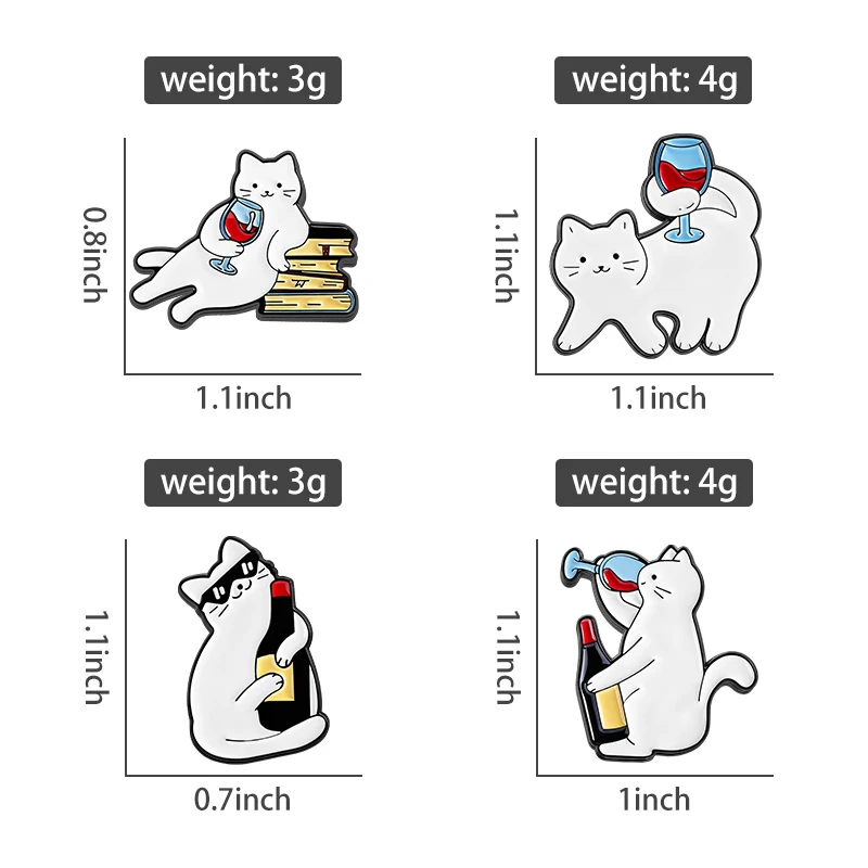 Cat Red Wine Enamel Pin Cute Wine Culture Cute Cat Brooch Lapel Backpack Badge Jewelry Gift