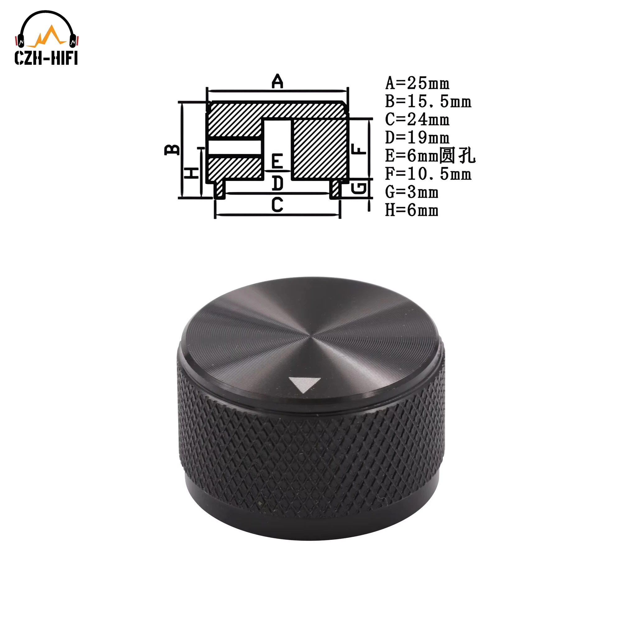 1PC POTENTIOMETER KNOB 25x15.5mm CNC MACHINED Aluminum HiFi Audio VOLUME CONTROl AMP CD Player DAC Radio Preamplifier DIY