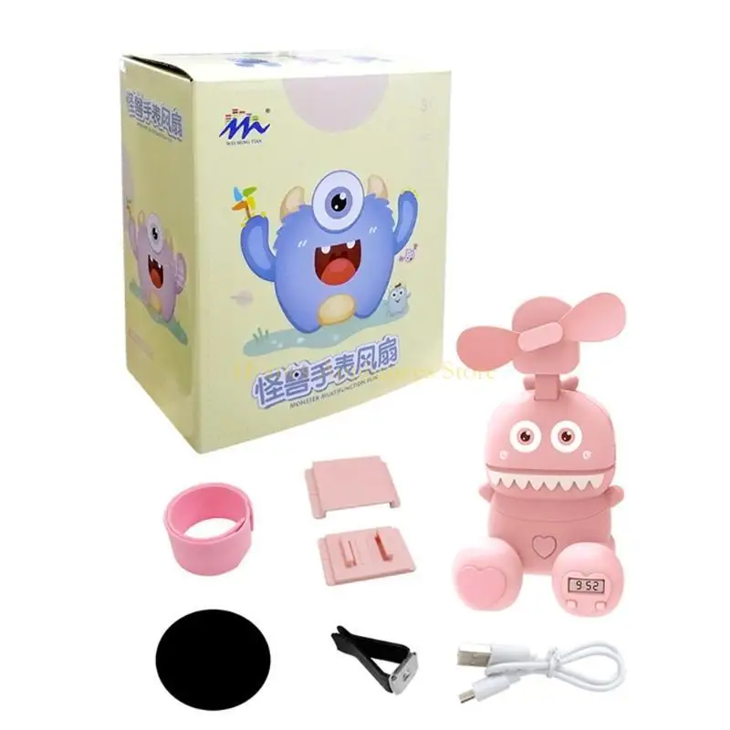 D0AB mini Weararble USB Fan Fan Fan Deseña portátil Monstruos Monstruos USB tipo USB para niños