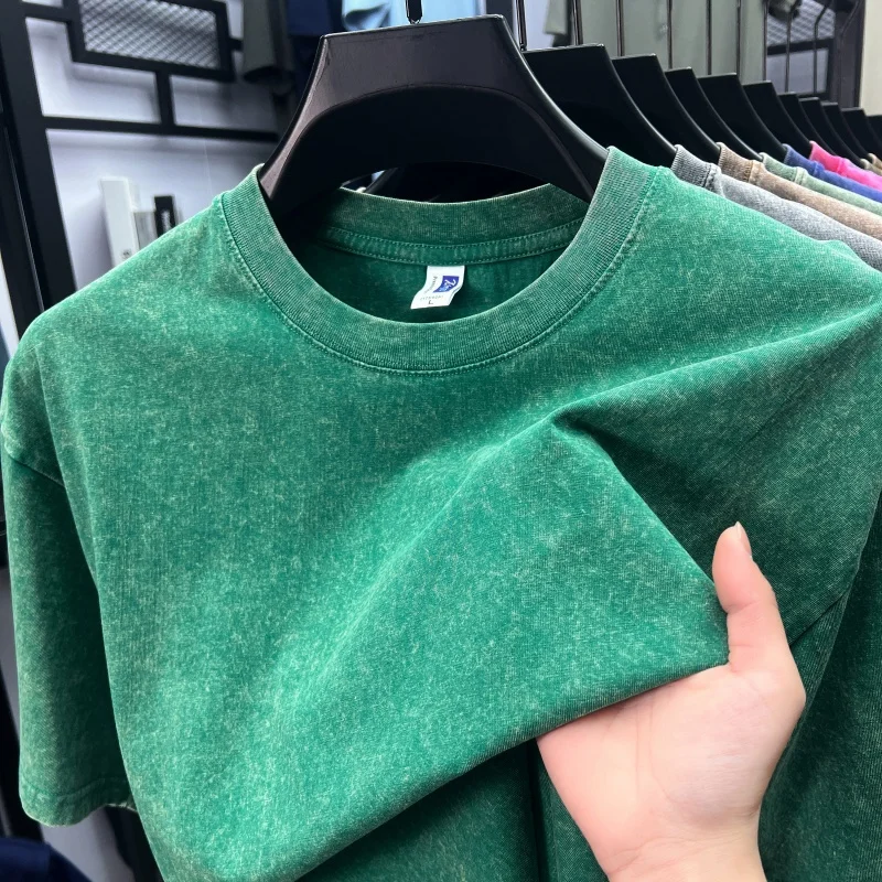 

Brand Design 100Cotton Men's O-Neck T-Shirt Hot Sales Washed Craftsmanship Short Sleeve Casual Versatile Minimalist Men's Wear