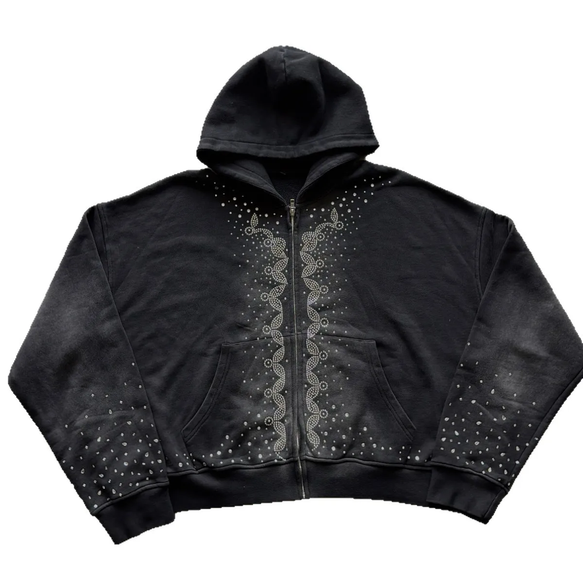 2025 Autumn New Gothic Loose Zipper Hoodie Women's Fashion Hot Diamond Pattern Street Hip Hop Hoodie Coat Y2k Streetwear Women