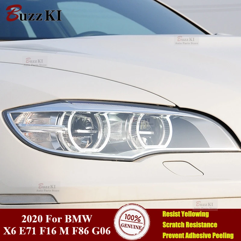 

For BMW X6 E71 F16 M F86 G06 2020 Accessories 2 Pcs Car Headlight Protective Film Headlamp Transparent Black TPU Sticker