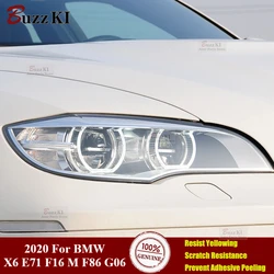 For BMW X6 E71 F16 M F86 G06 2020 Accessories 2 Pcs Car Headlight Protective Film Headlamp Transparent Black TPU Sticker
