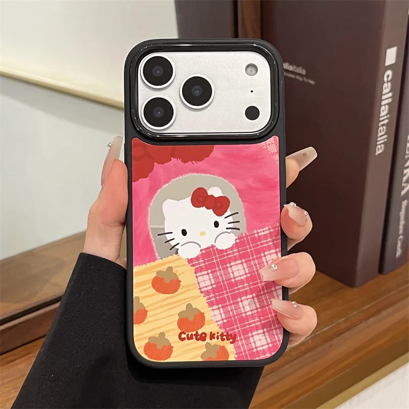 

Fashion Cute Cartoon Hellokitty Mirror Phone Case For iPhone 17 Pro 15 14 16 Pro Max Cover Shockproof Protective Cases For Girls