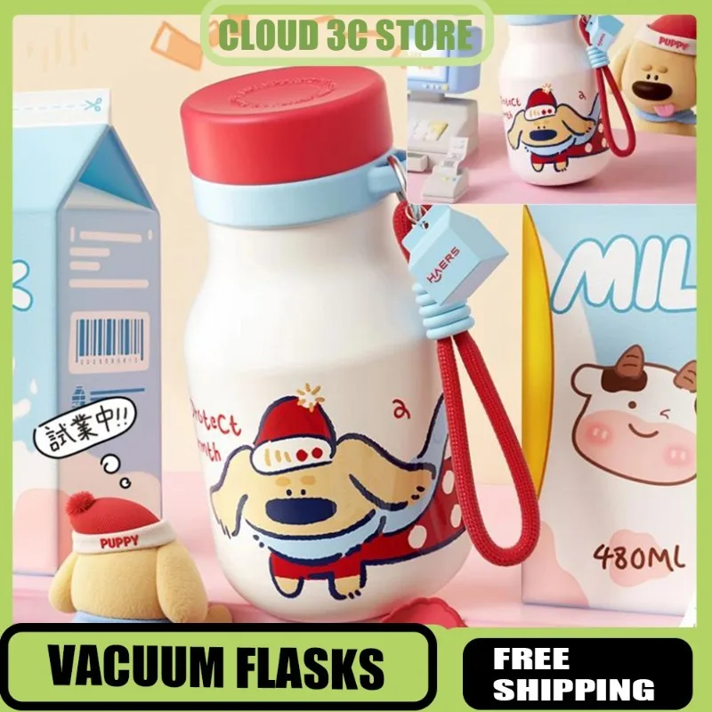 

HAERS 480ml Cartoon Insulated Water Bottle Leak-proof Drinking Cup Coffee Milk Tea Mugs Stainless Steel Vacuum Flasks Child Gift