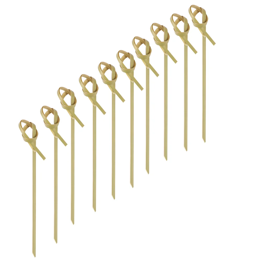 200 Pcs Cocktail Sign Dessert Picks Bamboo Fruit Appetizer Drink Stick Mixing Knot Food