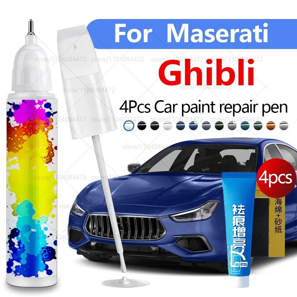 

Ручка для ремонта автомобильной краски для 1967-2024 Maserati Ghibli, аксессуары для ремонта царапин, 4 шт., Bianco 216A Nero Assoluto NMN, синий, красный