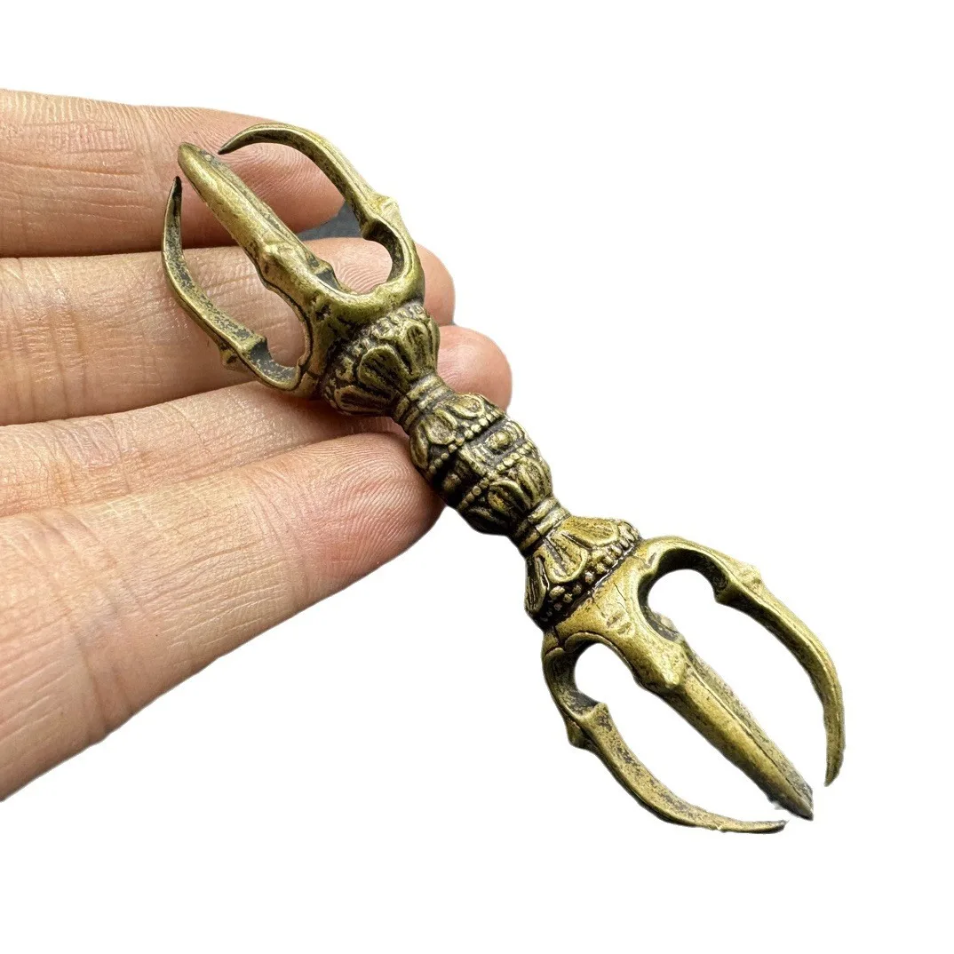 

Brass five-strand vajra pestle handmade pestle puba 5-strand gold steel copper play collection gift