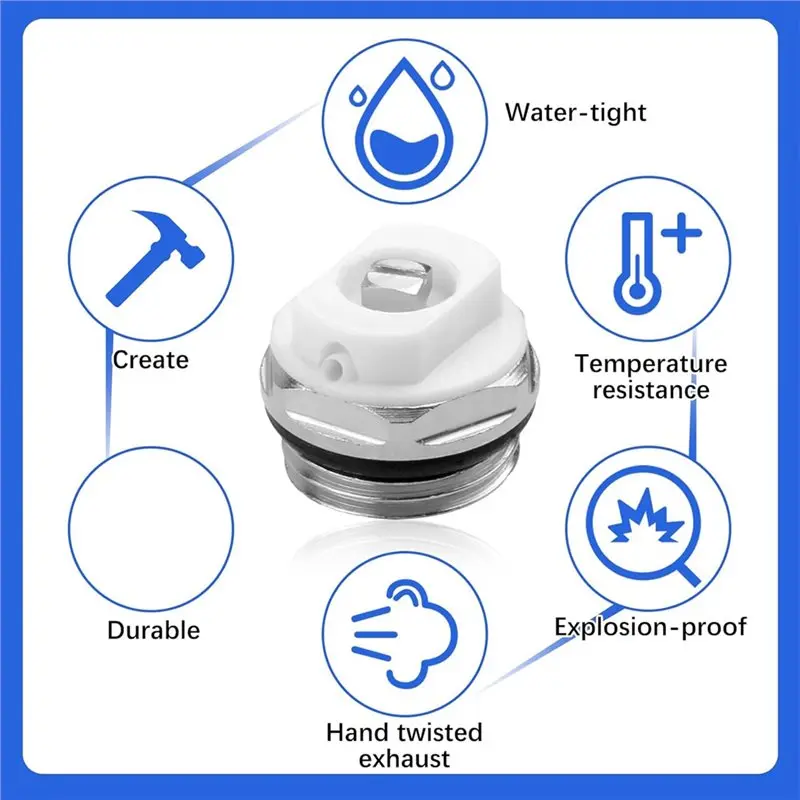 DT19 8 Pack 1/2 Inch Radiator Bleed Valve with 2 Bleed Keys, Heating Exhaust Nozzle Vent for Home Radiator