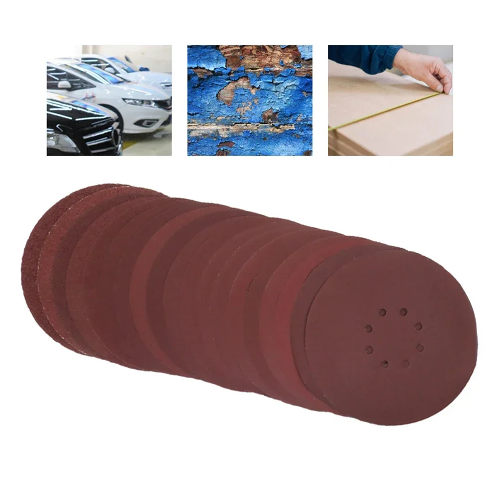 5pcs 9 Inches 225mm 8 Hole Sanding Discs Paper Base Flocking Self-adhesive Sandpaper 60-1200grit Abrasive Sheets Sand Paper