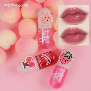 Strawberry Pelembab Lip Gloss Peach Tahan Air Glossy Tahan Lama Tidak Lengket Warna Bibir Alami Riasan Harian Primer Minyak Bibir 10 basis lip gloss penjualan terbaik - №