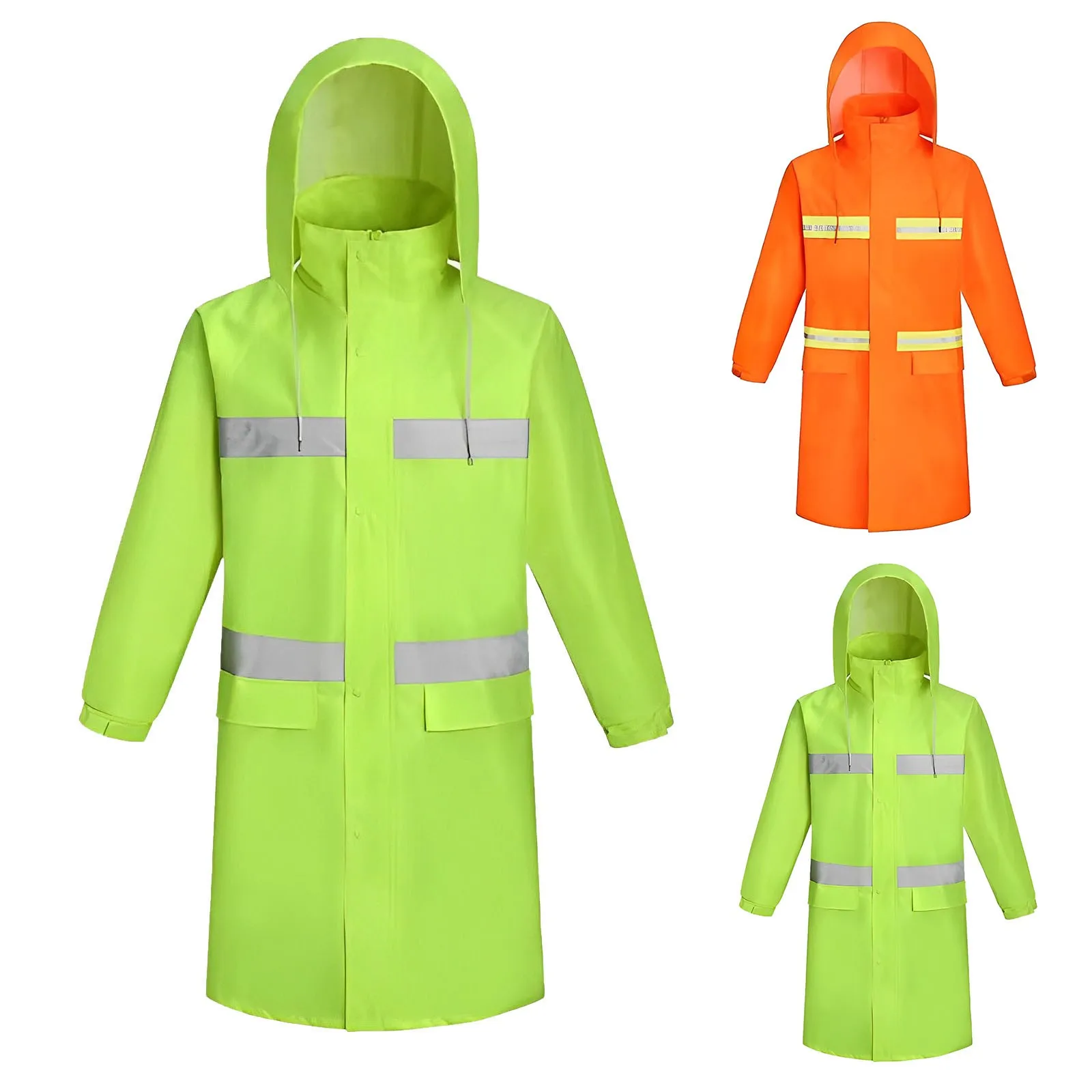 

Reflective Waterproof Long Raincoat Women Men Rain Coat Hooded Outdoor Hiking Travel Fishing Climbing Thickened Poncho Raincoats