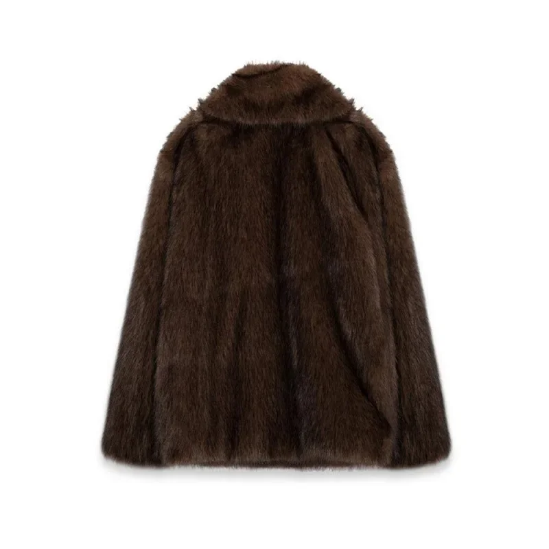 

Lapel Plush Imitation Fur Jacket European and American Autumn and Winter Fashionable Comfortable Casual Warm Jacket Top