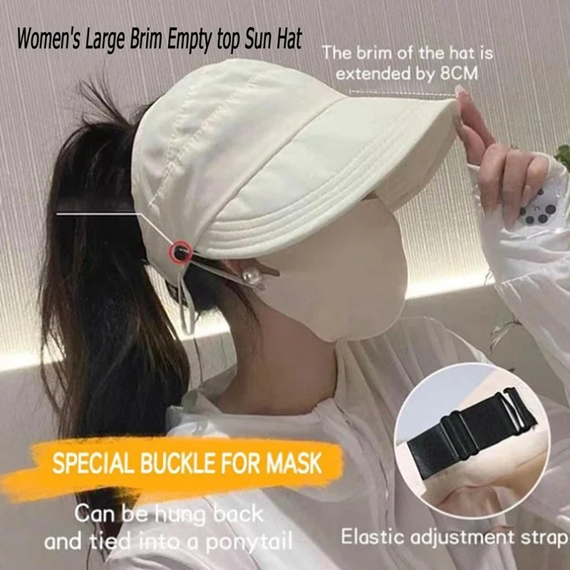 Sombrero de Sol de ala grande vacío para mujer, protección UV al aire libre, ala ensanchada, gorra hueca, fácil de instalar, fácil de usar