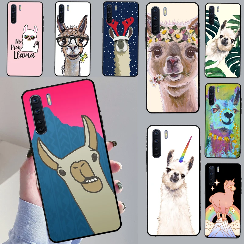 Animal Lama Llama Alpacas Case For OPPO A17 A16 A15 A54 A74 A94 A57 A77 A78 A72 A52 A53 A31 A5 A9 A96 A76 A54S Cover