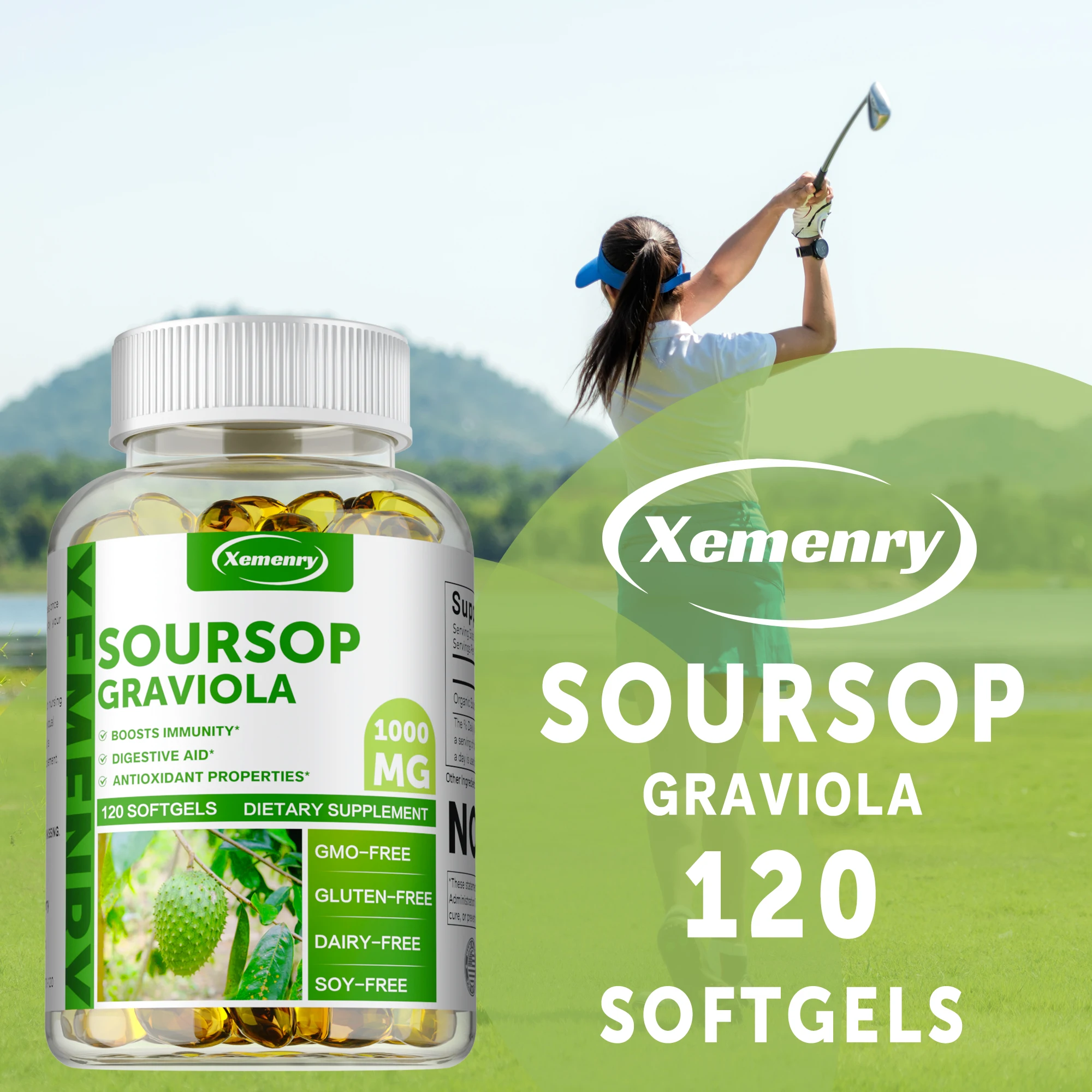 

Soursop Graviola 1000MG - Antioxidant, Support Healthy Cell Growth, Boosts Cellular Energy, Improves Digestion, Enhance Immunity