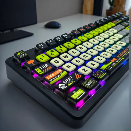 Doomsday Crossing Teclas personalizadas 125 teclas PBT + PC SAX Quad Translucent Pudding Keycaps para teclados mecánicos MX Switch