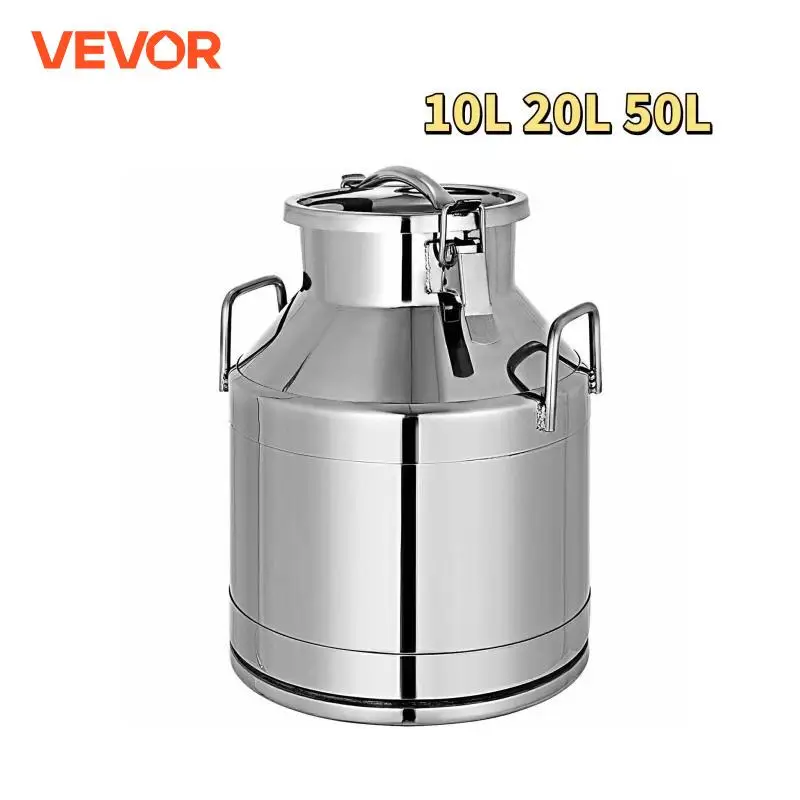 Vevor 10L 20L 50L الحليب إبريق سطل يمكن SStainless الصلب حليب البقر دلو ل النفط النبيذ المياه الحساء و الشوفان تخزين النقل