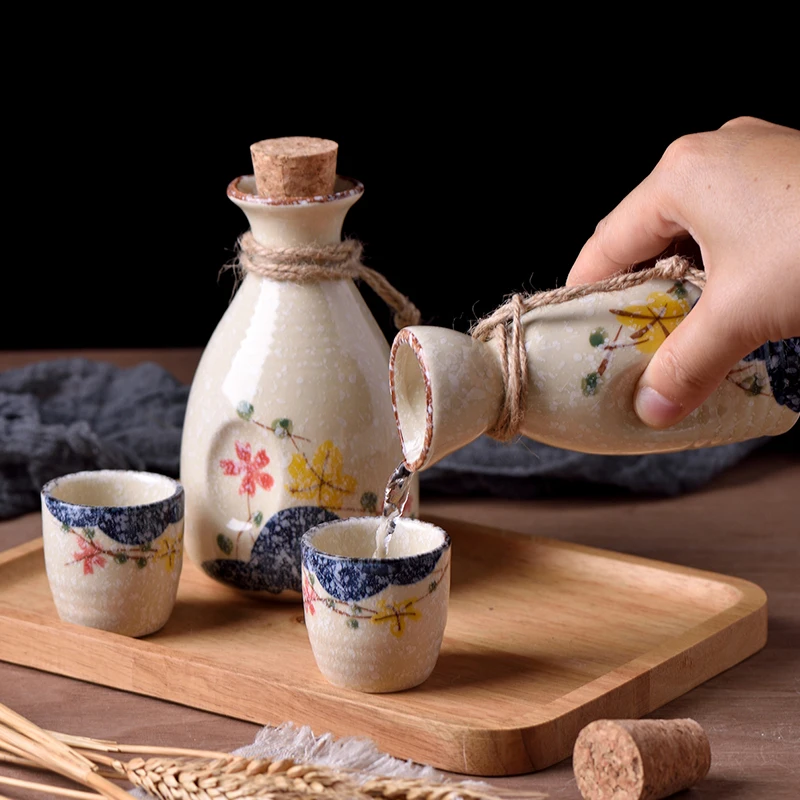 Japanese Sake Set Ceramic Shochu Cup Traditional Liquor Glassware with Gift Box for Party Bar Kitchen Decor