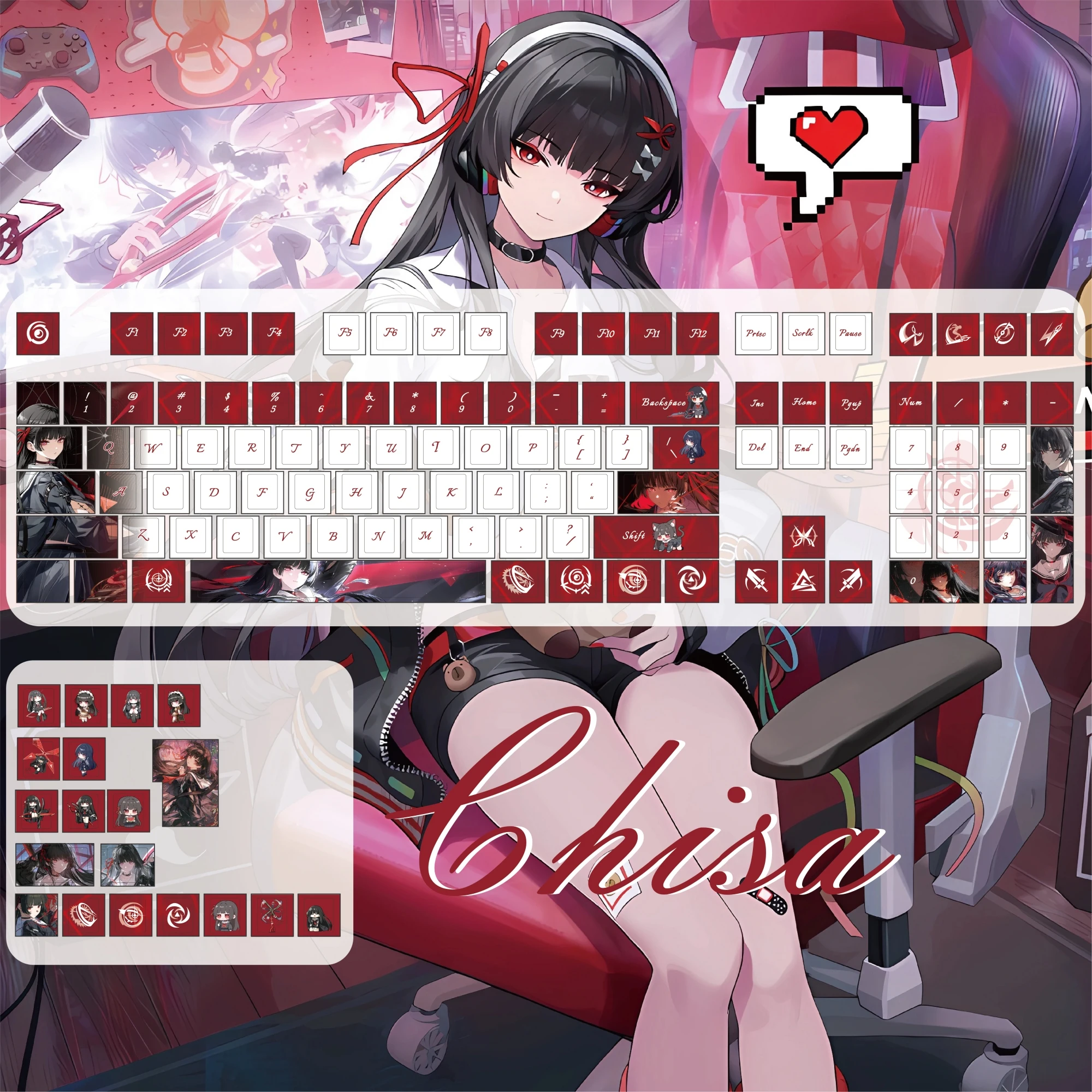 

MAIMOOO Chisa Keycaps Cherry Profile Wuthering Waves Cartoon Anime Game Keycap Five-sided Sublimation PBT Custom Keyboard Caps