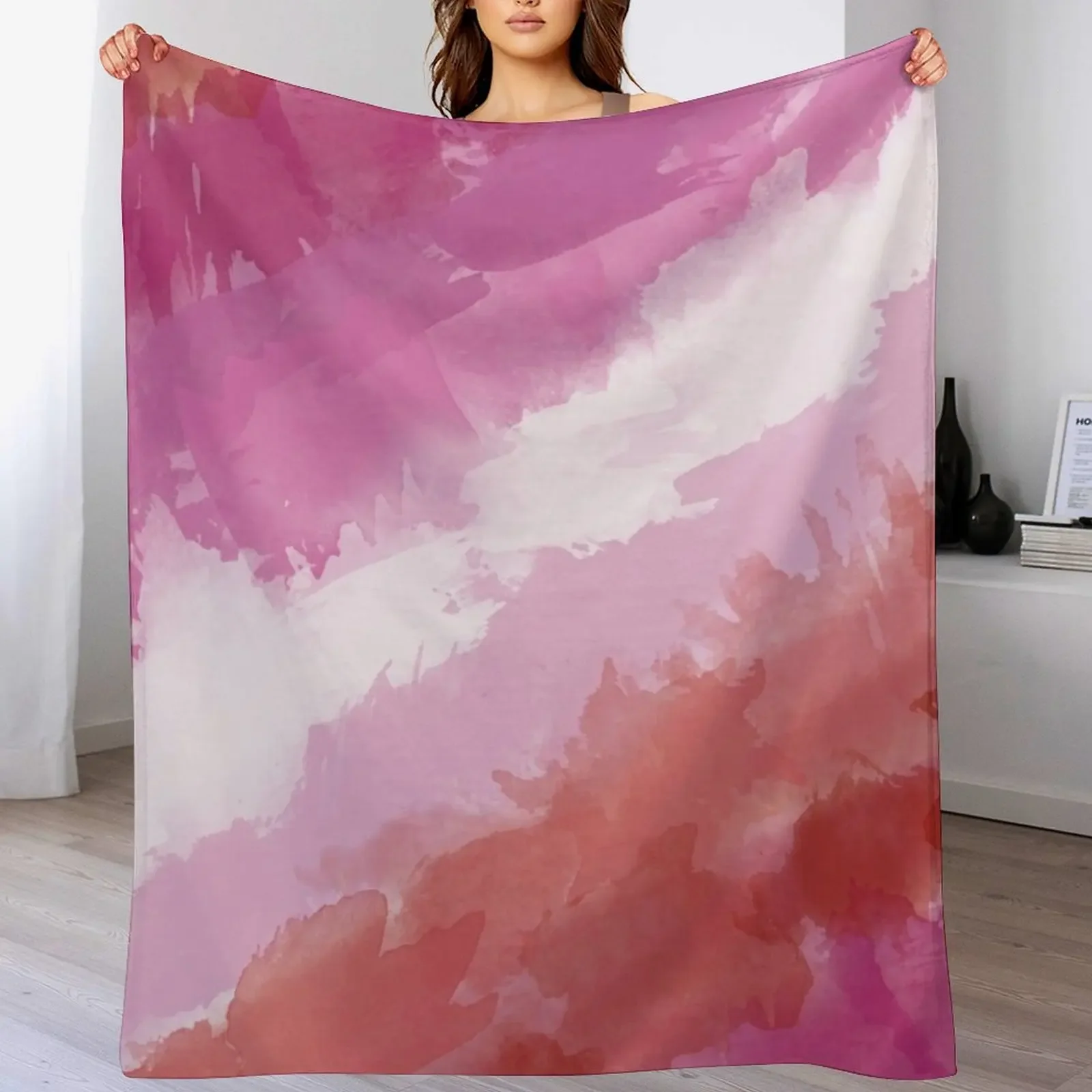 

Lesbian Watercolor Pride Throw Blanket Decoratives Furrys Sleeping Bag Vintage Blankets