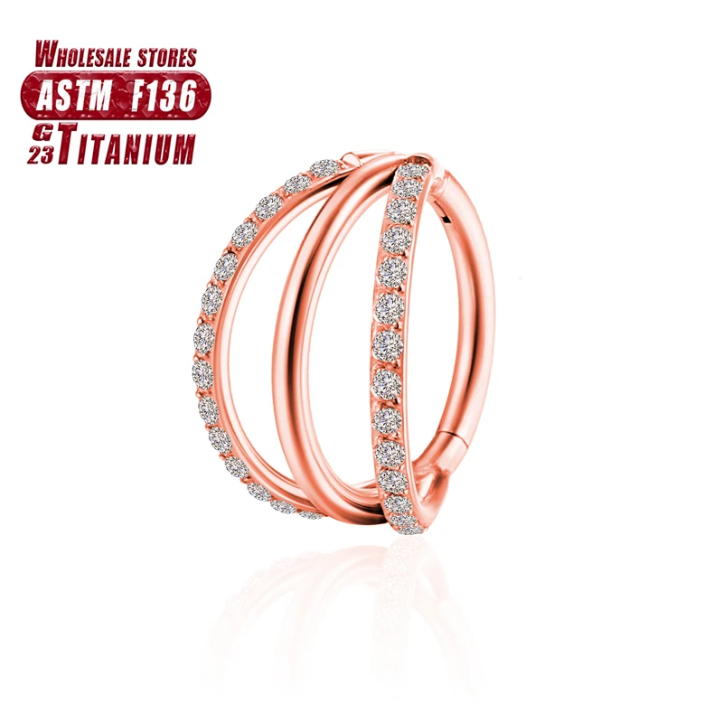 Women's Titanium ZC Nose Rings & Hinged Segment Earrings, Versatile