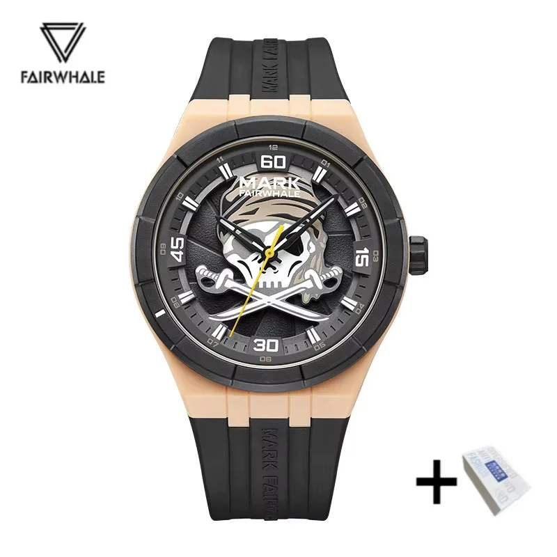 Mark Fairwhale 5040 Creative Design Pirate Mens Watch Wine Bucket Waterproof Silicone Strap Brand Quartz Watches For Men Reloj