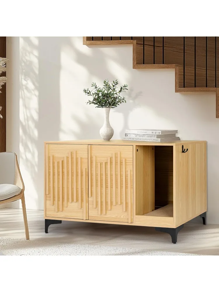 

Cat Litter Box Enclosure,Stylish Hidden Litter Box Furniture, Modern Cat Litter Furniture Cabinet, Side End Table, Cat House wit