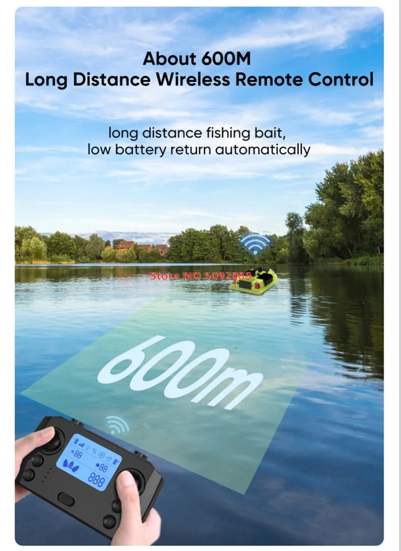 3Hopper 99 GPS Fishing Site RC GPS Fishing Bait Boat 600M 7-Color LED Light Sonar Fish Exploration Remote Control Nesting Boat
