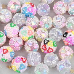 17-19mm 1/3/5pcs Charm Colorful Love Heart Pearl Acrylic Beads For Jewelry Making DIY Necklace Bracelets Earring Accessories