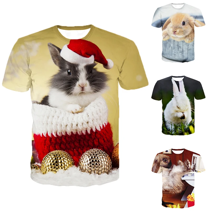 

Cute Rabbit T-shirt New 3d T-shirt Outdoor Casual Loose Top