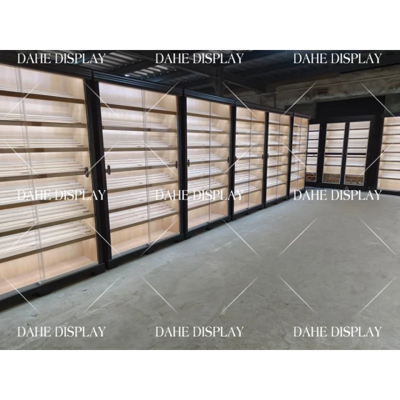 custom.Ceder Wood Cigar Room Humidifier Double Door Cigar Shop Display Showcase Humidor Cabinet with Light Luxury Cigar Humidor