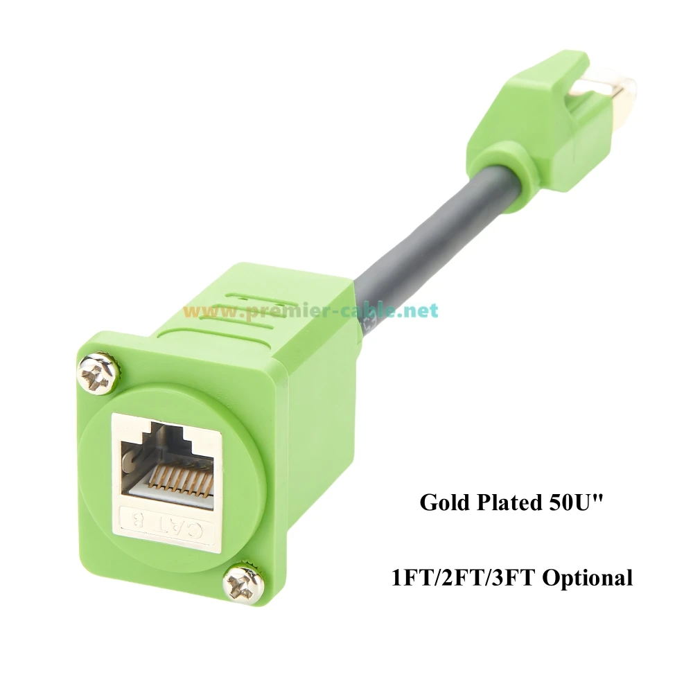 D Type Screw Panel Mount Ethernet RJ45 Cable CAT8 Network Shielded SFTP Cable 40Gbps RJ45 Keystone Male to Female Extension Cord