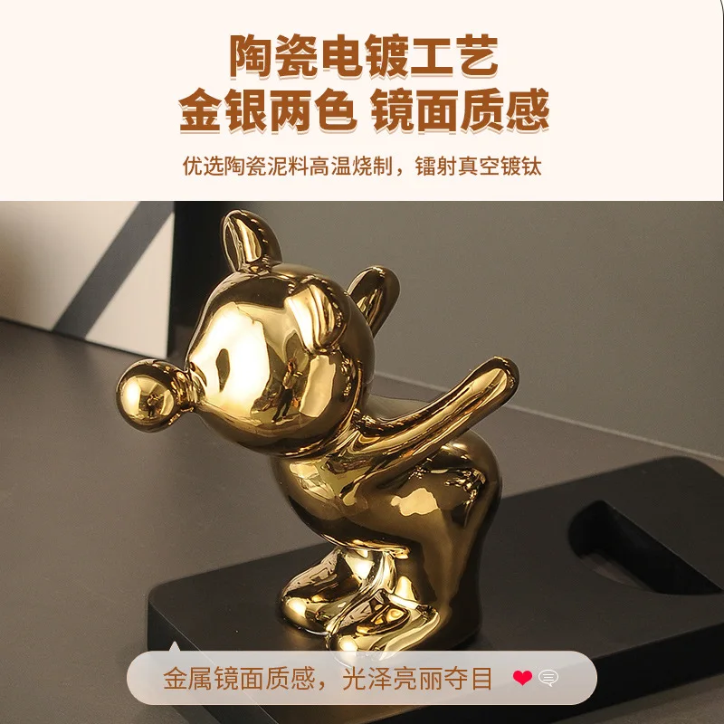 Bear Creative High-end Living Room Wine Rack Ornament Wine Cabinet Decorative Home Dining Table TV Cabinet Ornament Figurine