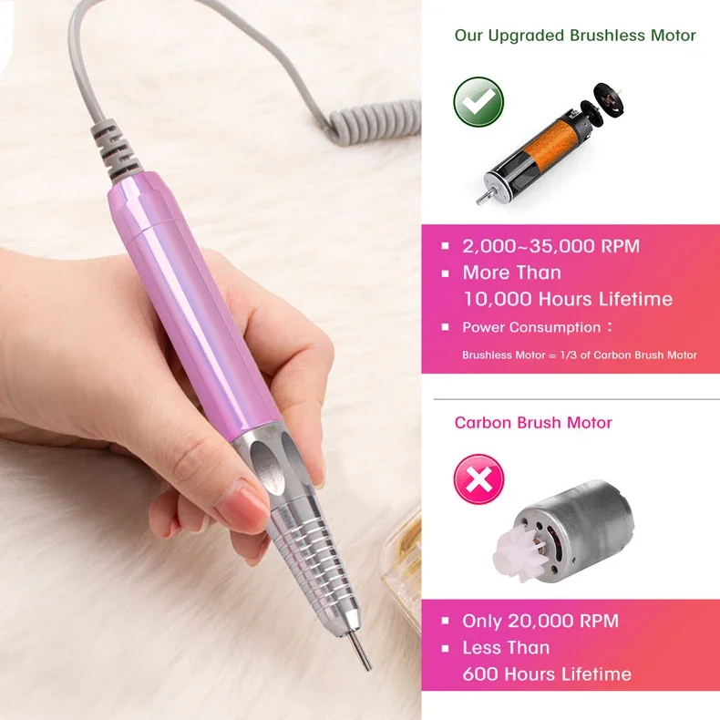 Hot Sale LED Professional Salon Pink Heart Shape UV Nail Lamp Electric Nail Drill 35000 Rpm File Polish Machine Kit Set