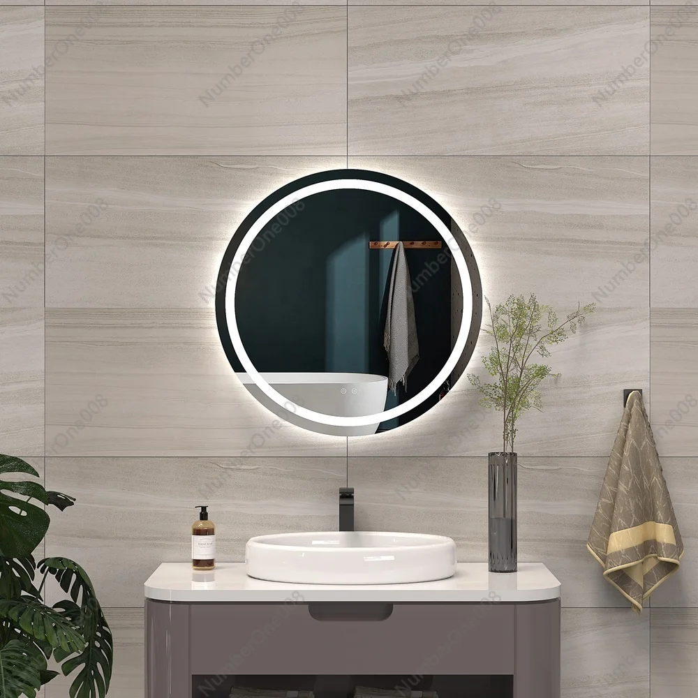 

Заводской нагреватель, дисплей температуры, Bluetooth-запотеватель, круглый умный сенсорный экран, подсветка телевизора, светодиодное зеркало для ванной комнаты