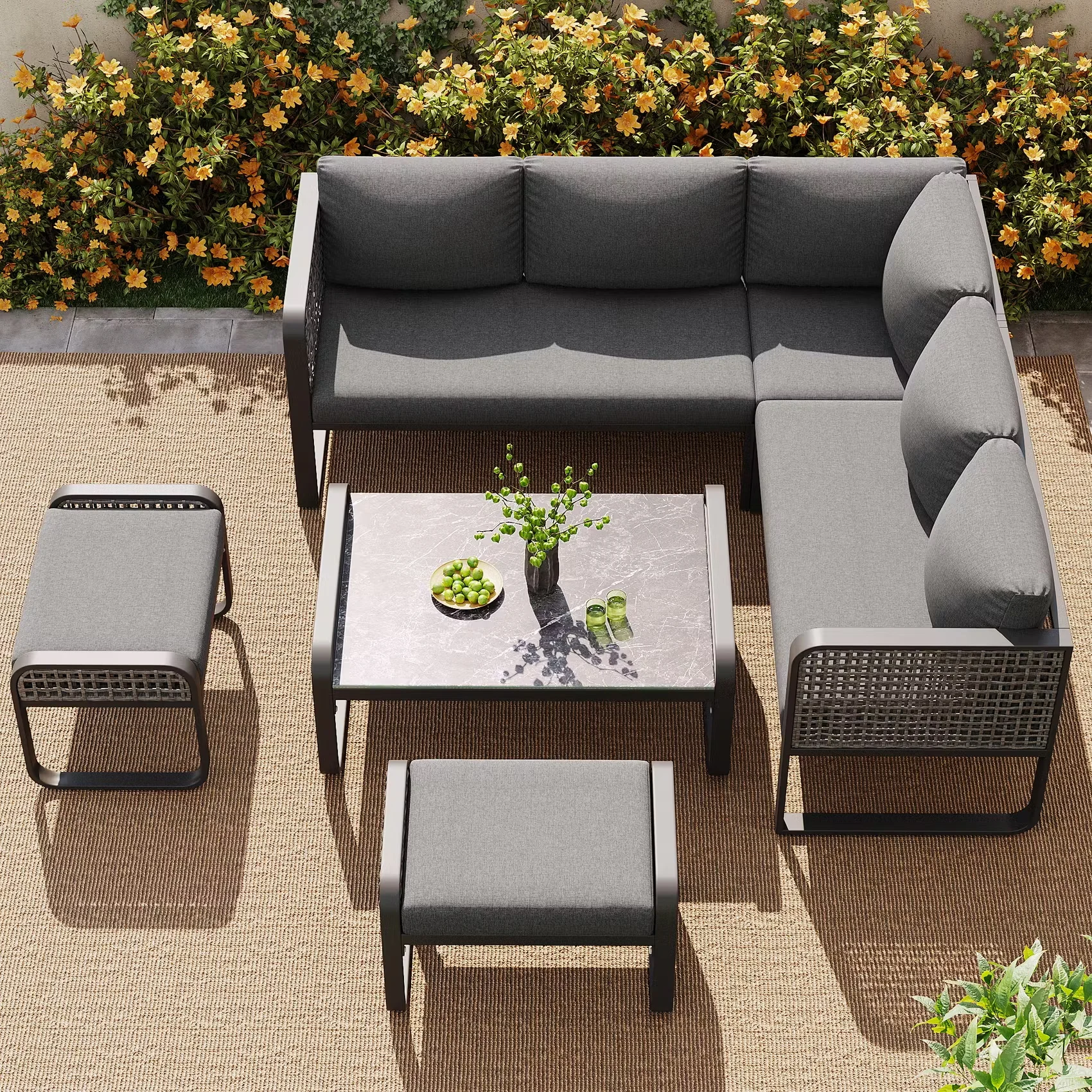 Zestaw mebli ogrodowych Ajunio – Outdoor Furniture L Shape recenzja i cena
