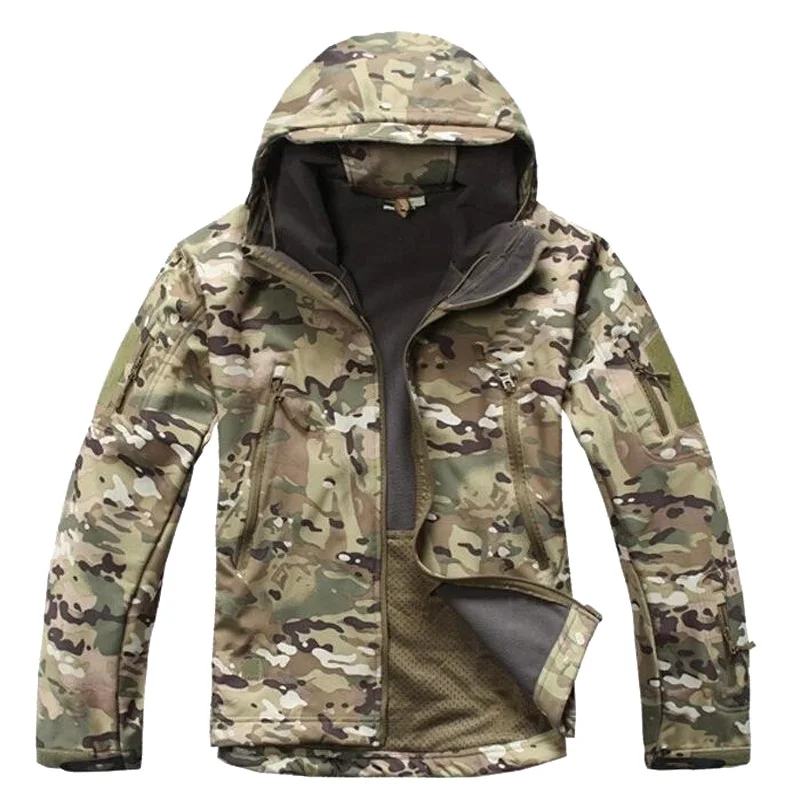 

Windproof Waterproof Hooded Jacket Mens Softshell Coat Hiking Work Tactical Jackets Outwear Army Combat Jackets Men