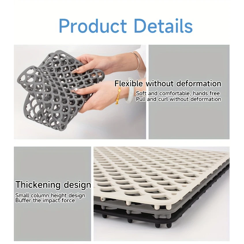 Durable Silicone Sink Mat Drain Water Silicone Sink Protector Pad Non-slip Soaking Pad Hollow  Sink Mat Dishes Drying Mats