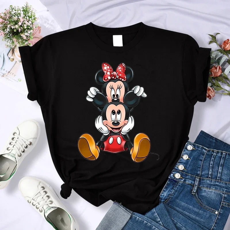 Cute T Shirt Minnie Children T-shirt Kawaii Disney Tshirt Mickey Mouse Anime Cartoons Casual Vintage Clothes Women Top Tee