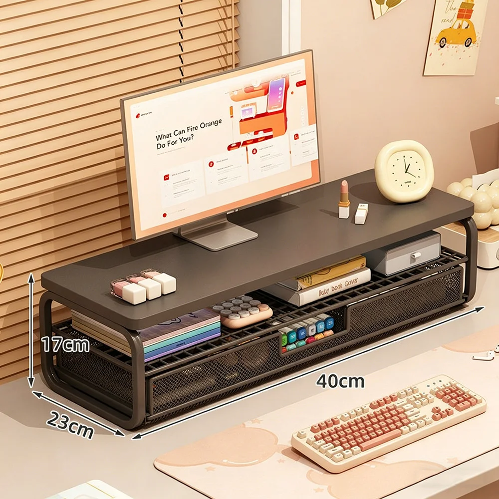 Lower Level Pull-out Storage Rack Double-layer Storage Desktop Computer Monitor Desktop Drawer Office Home Heightening Bracket