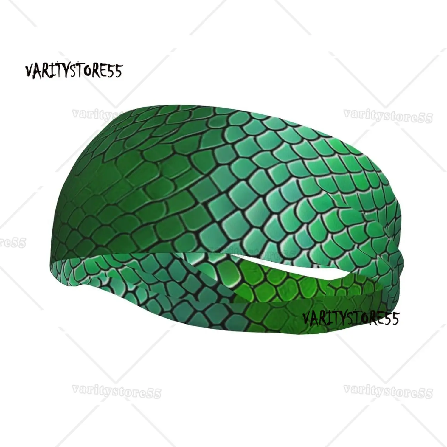 

Green Snakeskin Printed Sports headband for Men Women Cooling Sweatbands Wide Workout Headband for Running Cycling Football Yoga