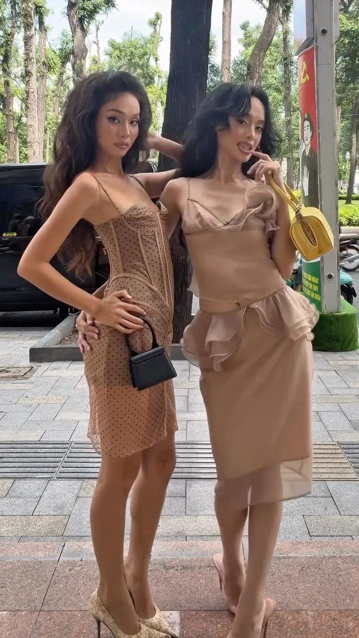 Women Beige Piece Outfit Semi‑sheer Mesh Thin Strap Ruffle Cami Cutout Waist Bodycon Midi Skirt Sexy2026 New Party Vacation Set